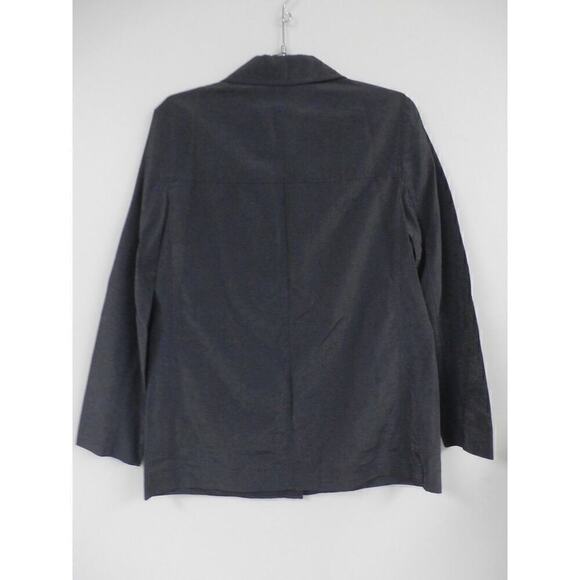 Womens Emanuel Ungaro Linen Blend Blazer Jacket Slate Blue Shimmer S NWT $265 - Picture 4 of 4